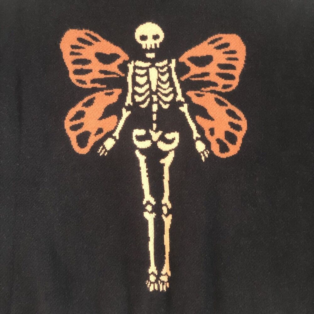Black Friday women’s skeleton butterfly turtle neck knit sweater XL NWT